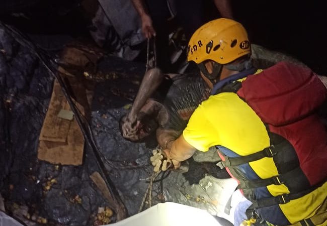 कोटी इछाड़ी मार्ग पर पिकअप वाहन खाई में गिरा, चालक की मौत, SDRF ने किया शव बरामद।