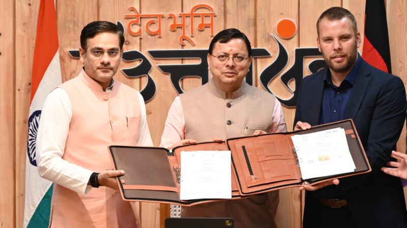 मुख्यमंत्री धामी आवास में उत्तराखण्ड सरकार और जर्मन स्थित इनोवेशन हब राइन-माइन, के मध्य लेटर ऑफ इन्टेन्ट (एल.ओ.आई) पर किये हस्ताक्षर,उद्देश्य उत्तराखण्ड को कुशल युवाओं को जर्मनी में नवाचार आधारित स्टार्टप जैसे क्षेत्रों से जोड़ना।